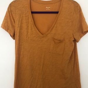 Madewell Mustard V-neck tee